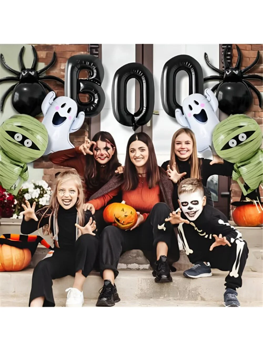 9Pcs Halloween Balloon Halloween Black Boo Balloons Set